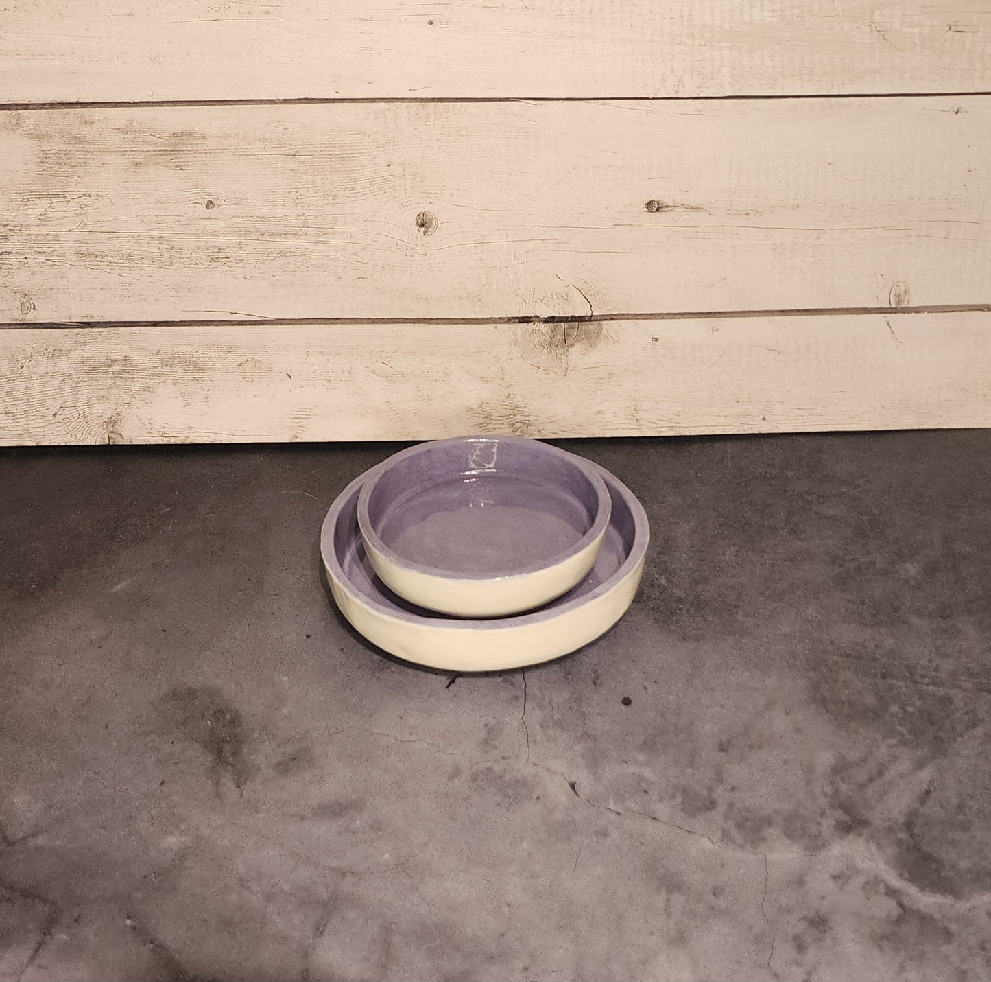 Snack Plate Set- Purple & White