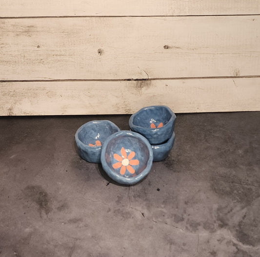 Ramekin Set- Blue & Flowers