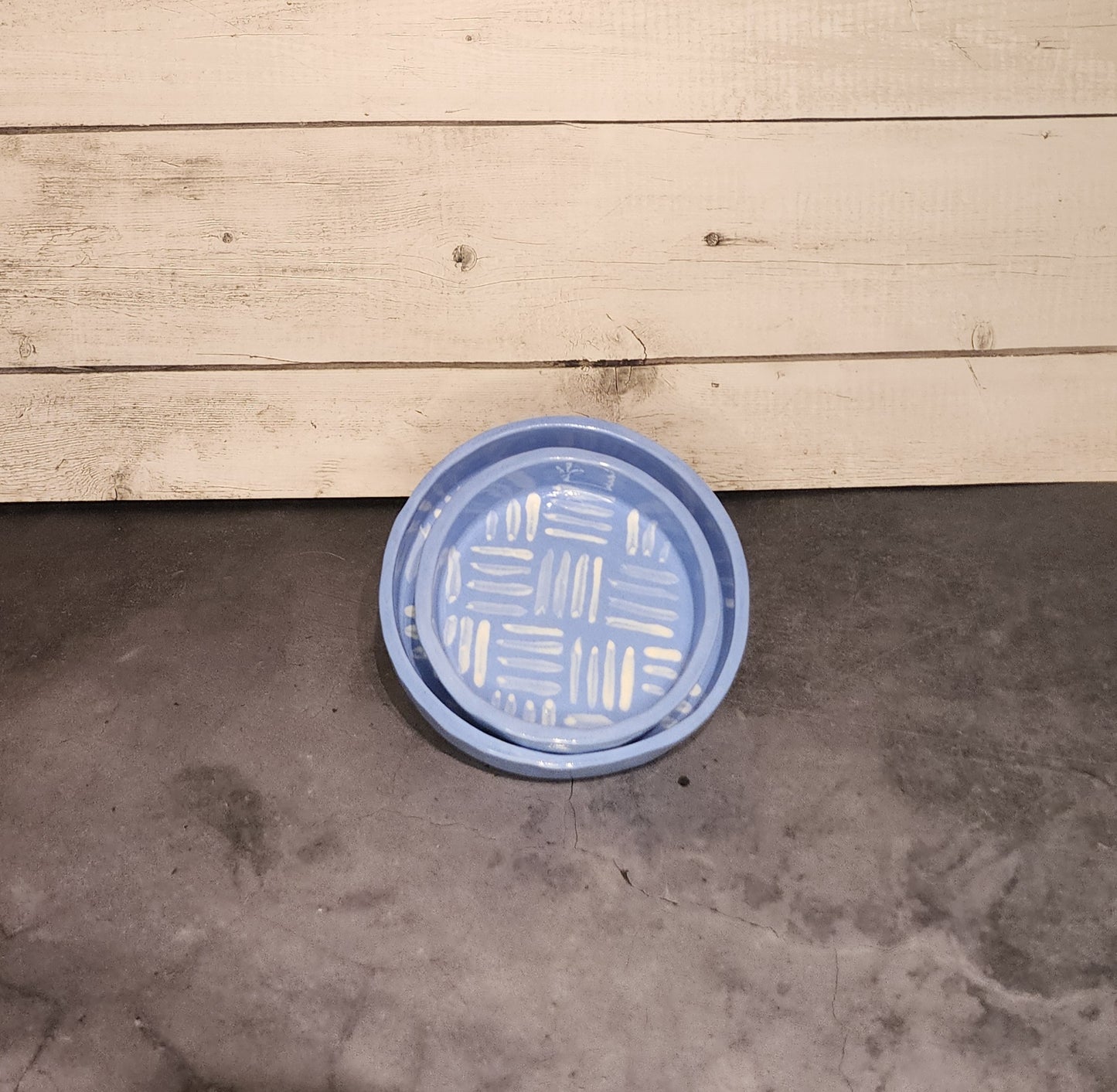 Snack Plate Set- Blue & Stripes