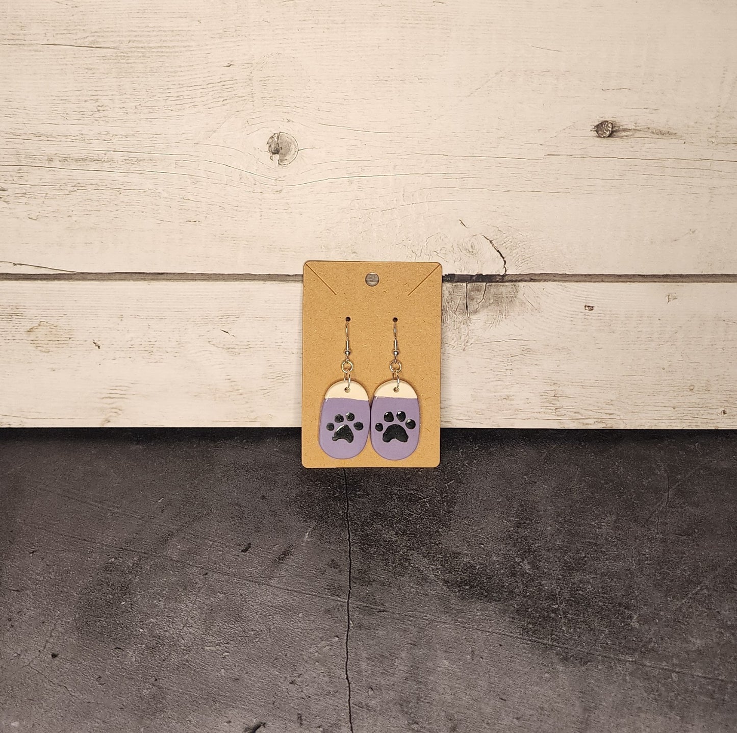 Earrings- Purple & Paw Print