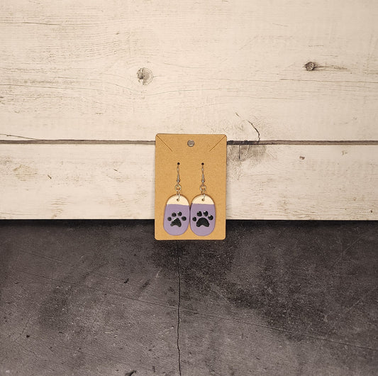 Earrings- Purple & Paw Print