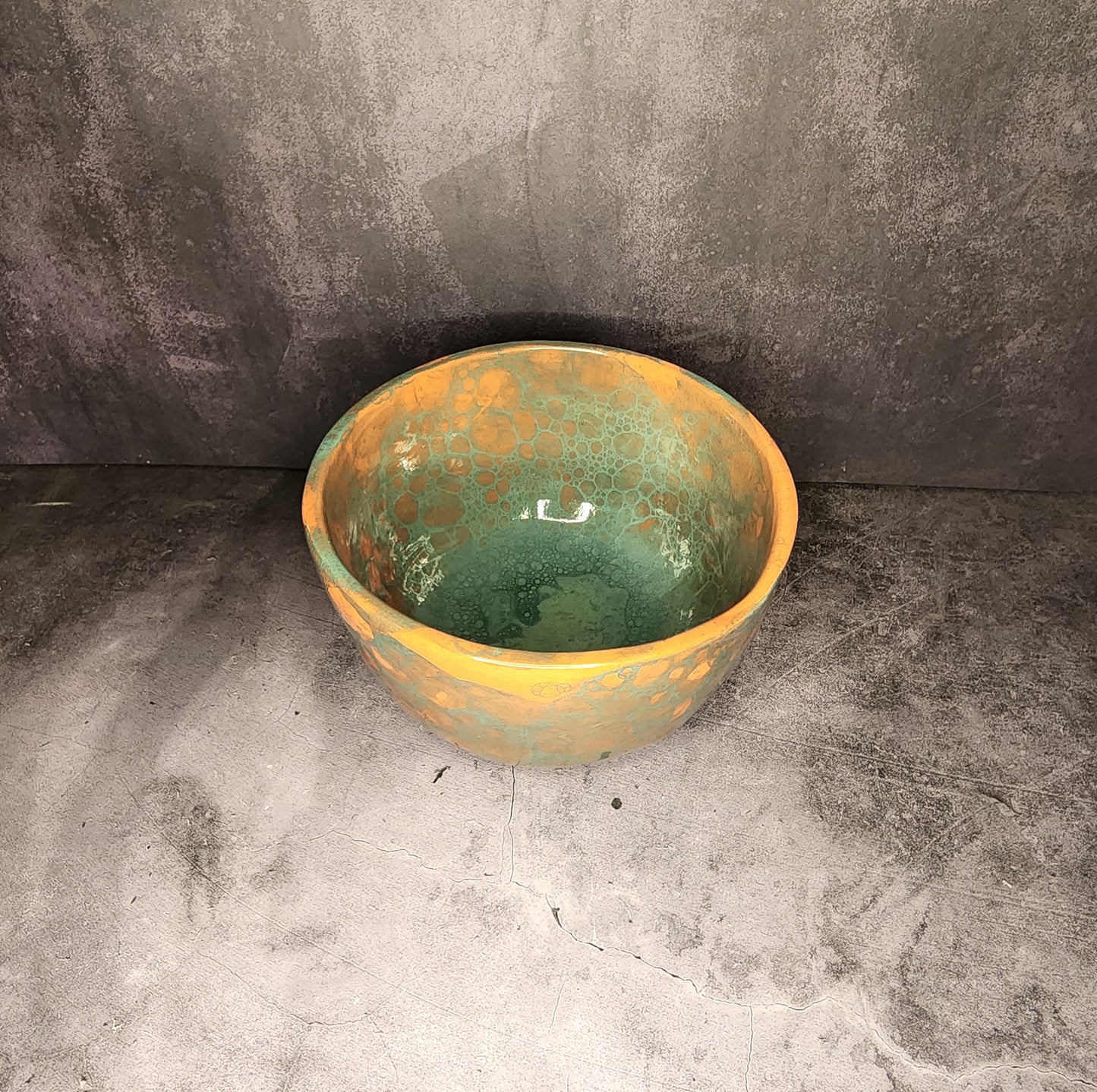 Bowl- Green Bubbles (Large)