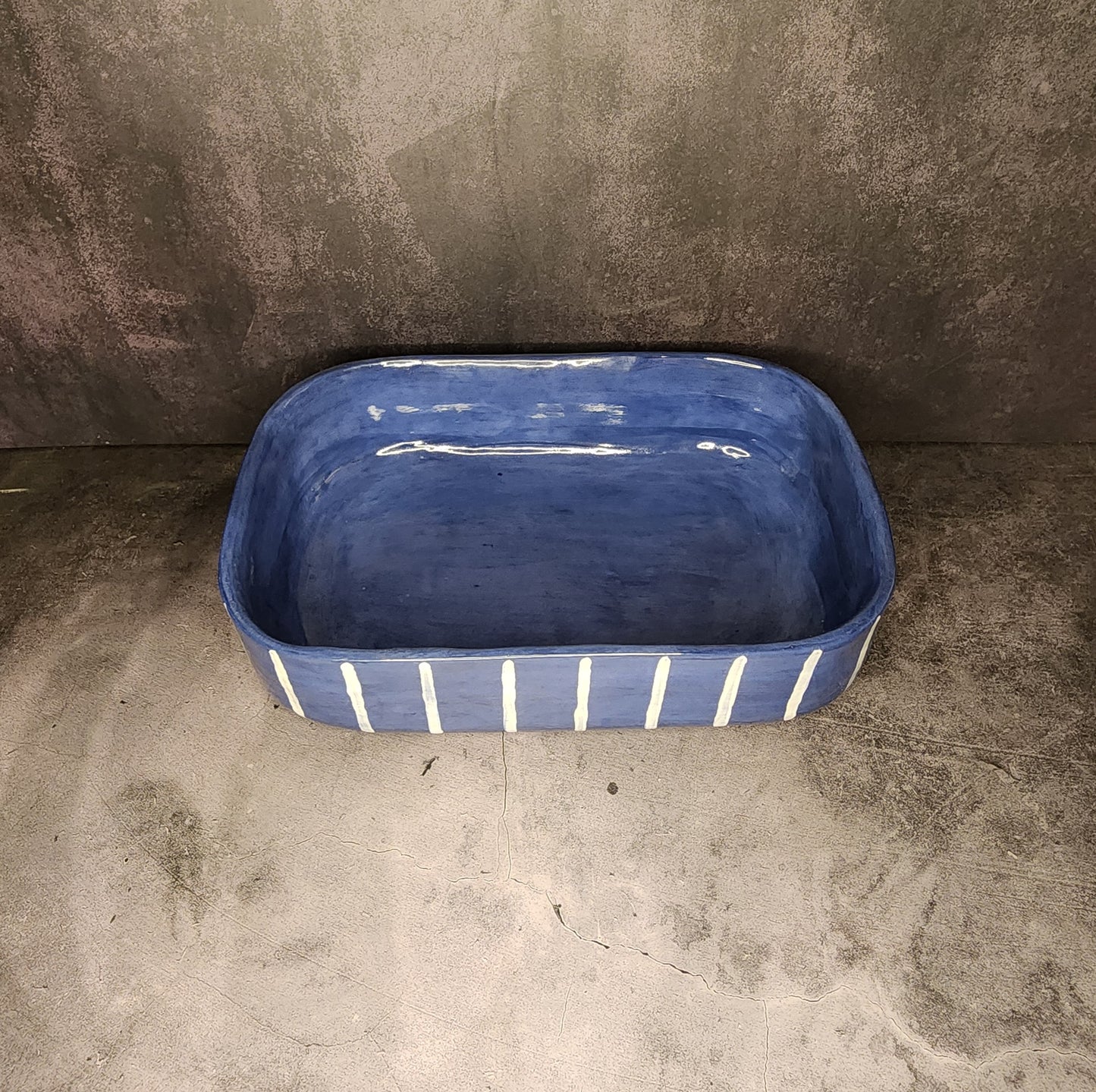 Casserole Dish- Blue & Stripes