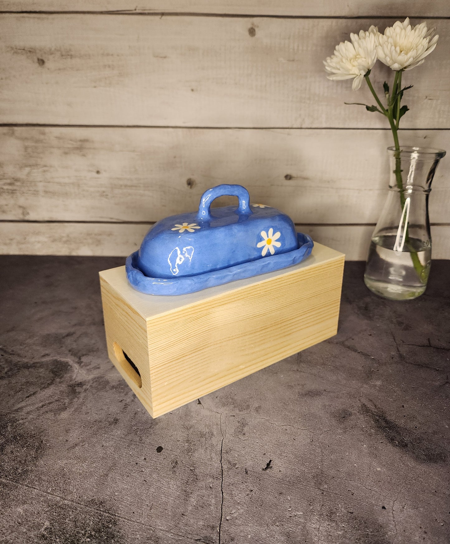 Butter Dish- Blue Flowers