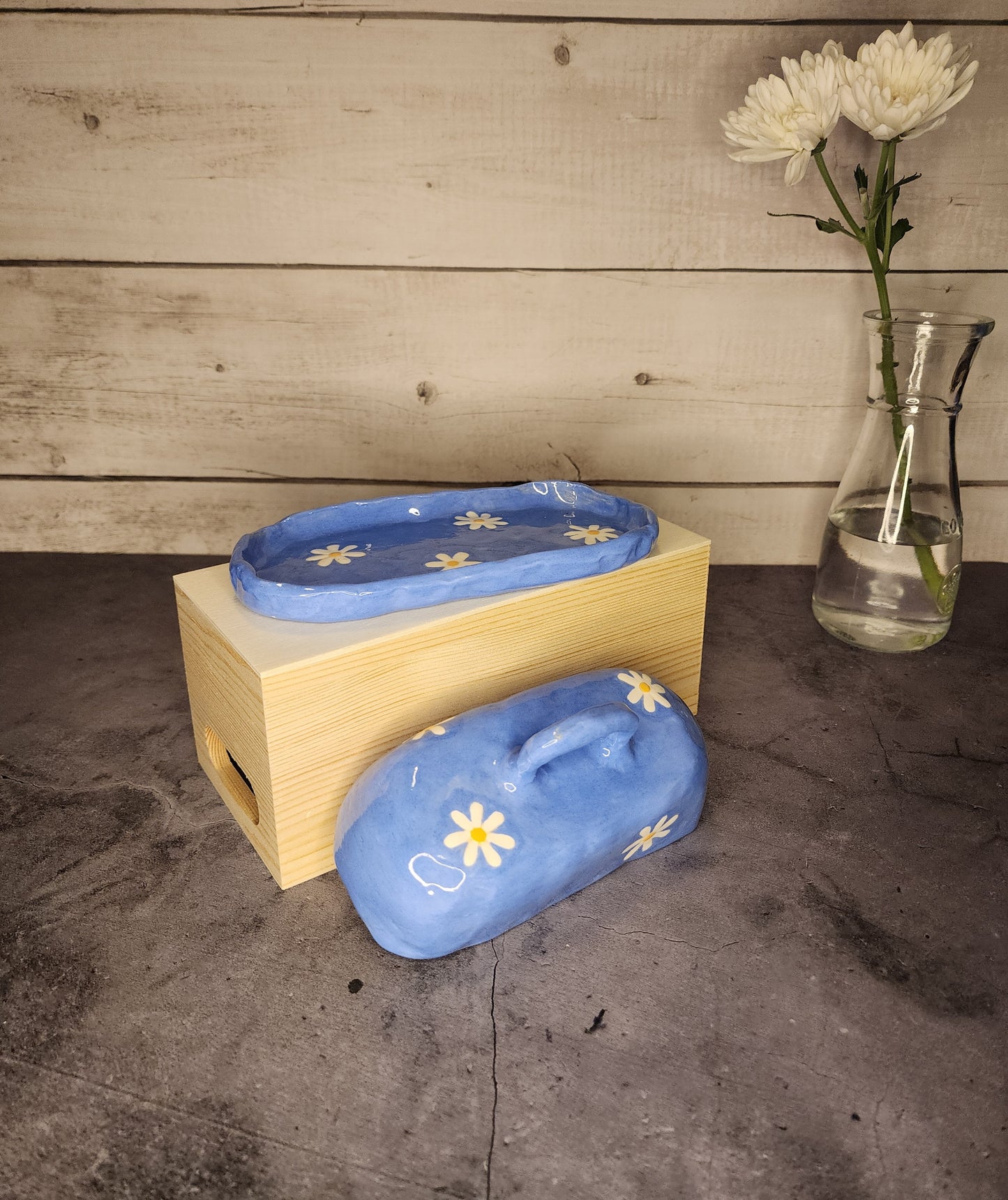 Butter Dish- Blue Flowers
